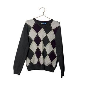 82 Zero argyle sweater v neck cotton size medium